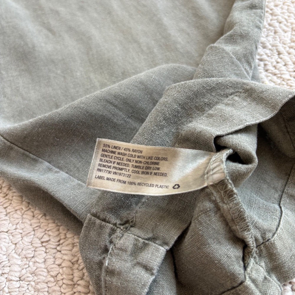 Universal Thread Linen Blend Wide Leg Cropped Jumpsuit XS Olive Green Utility - Picture 7 of 16